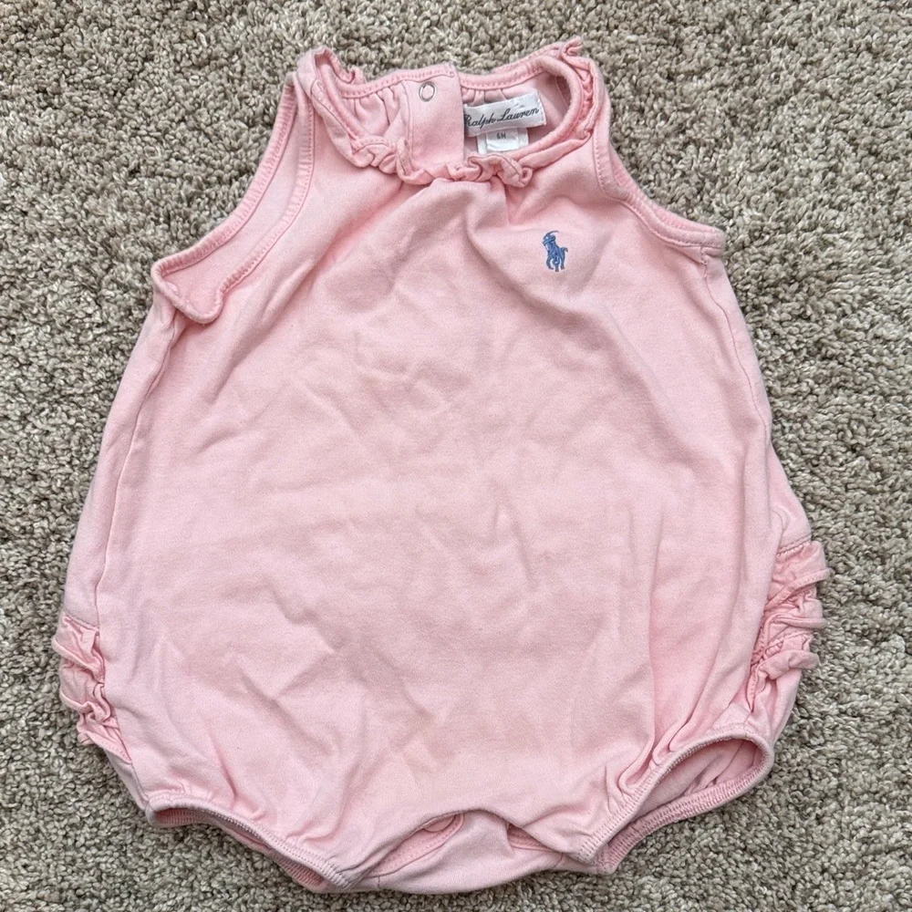 Ralph Lauren Pink Baby Ruffle Bum Jumper | Ralph Lauren Babu Girl Outfit size 6M